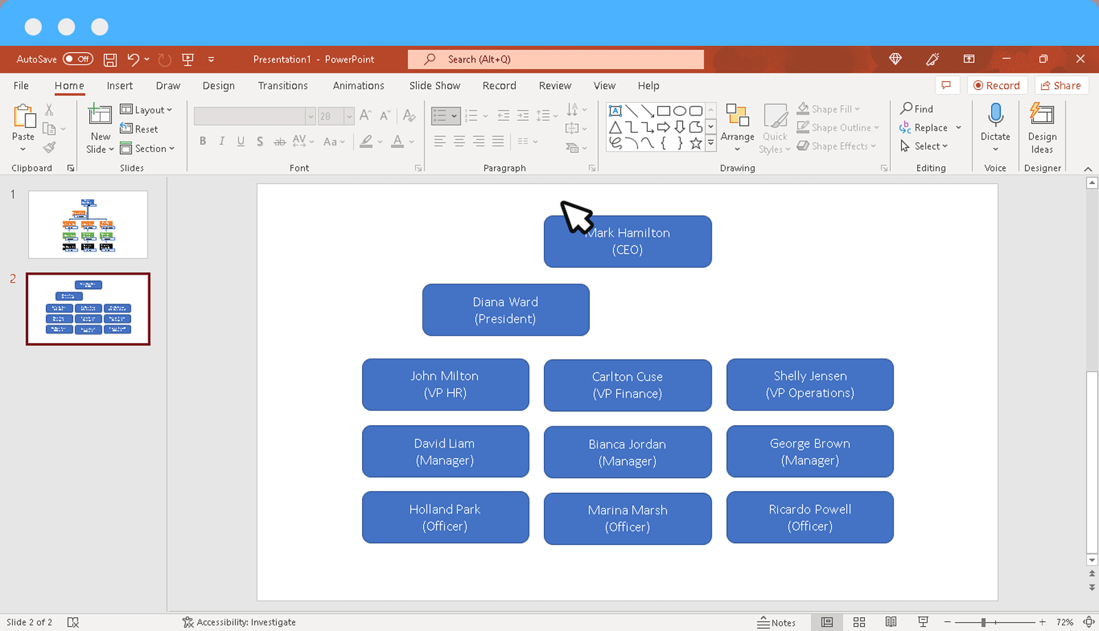 GIF demonstrating how to manually align shapes and connectors in PowerPoint