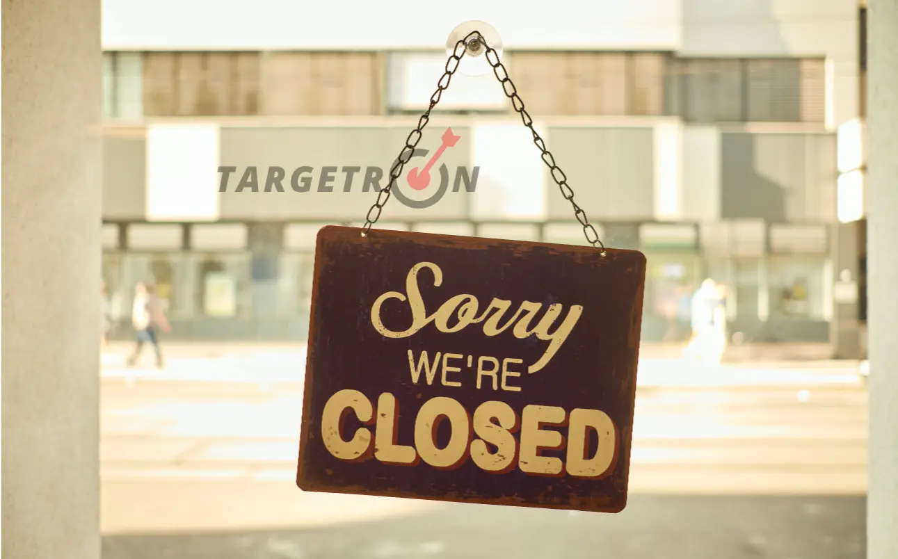 Data visualization showing business closure statistics and tracking metrics