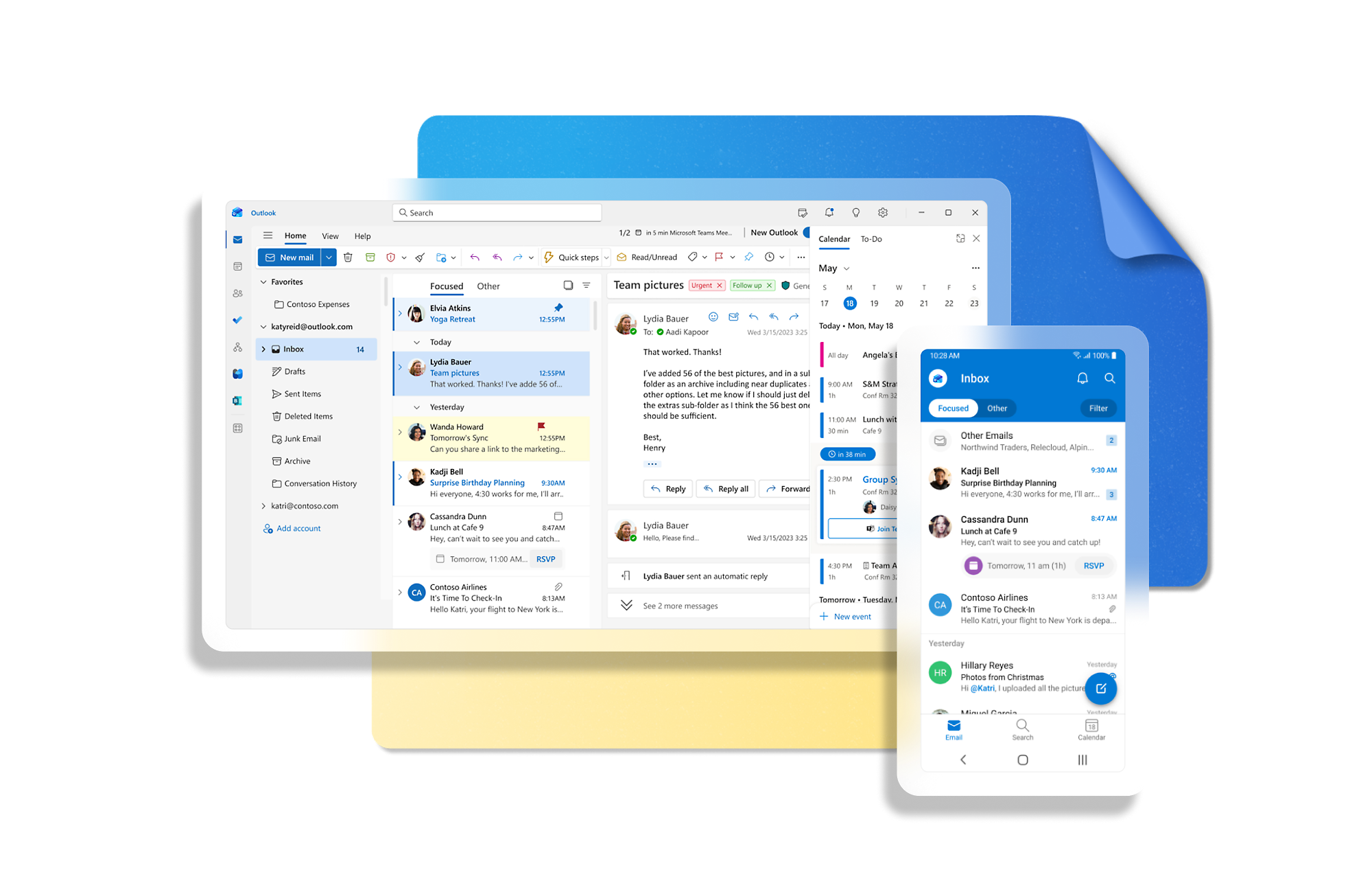 The modern Outlook web interface displaying a live.com inbox