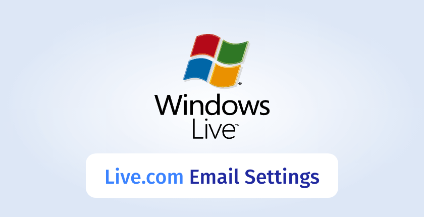 Graphic displaying IMAP and SMTP settings for live.com