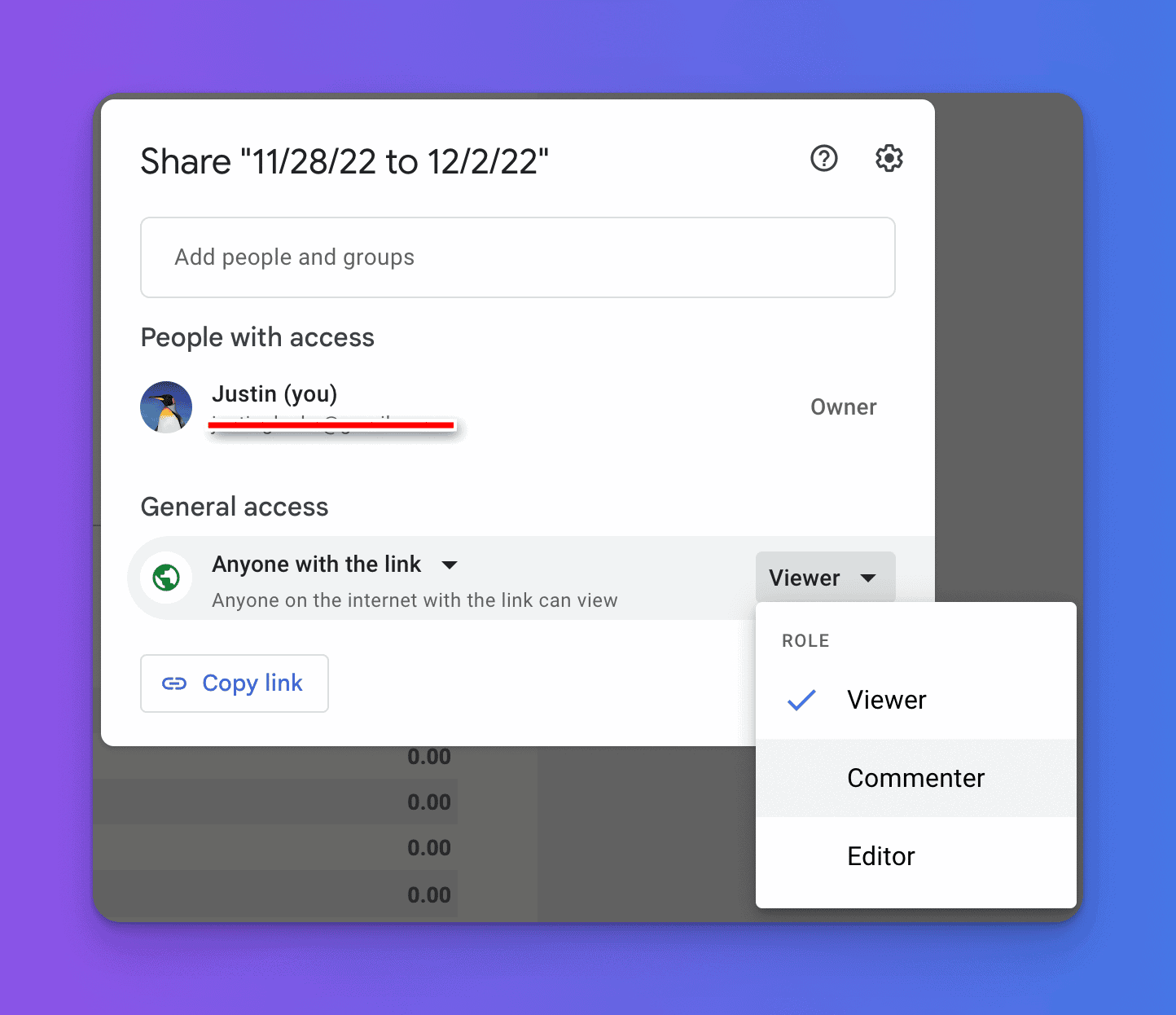 Screenshot of the Google Sheets Version History panel showing timestamps and user edits