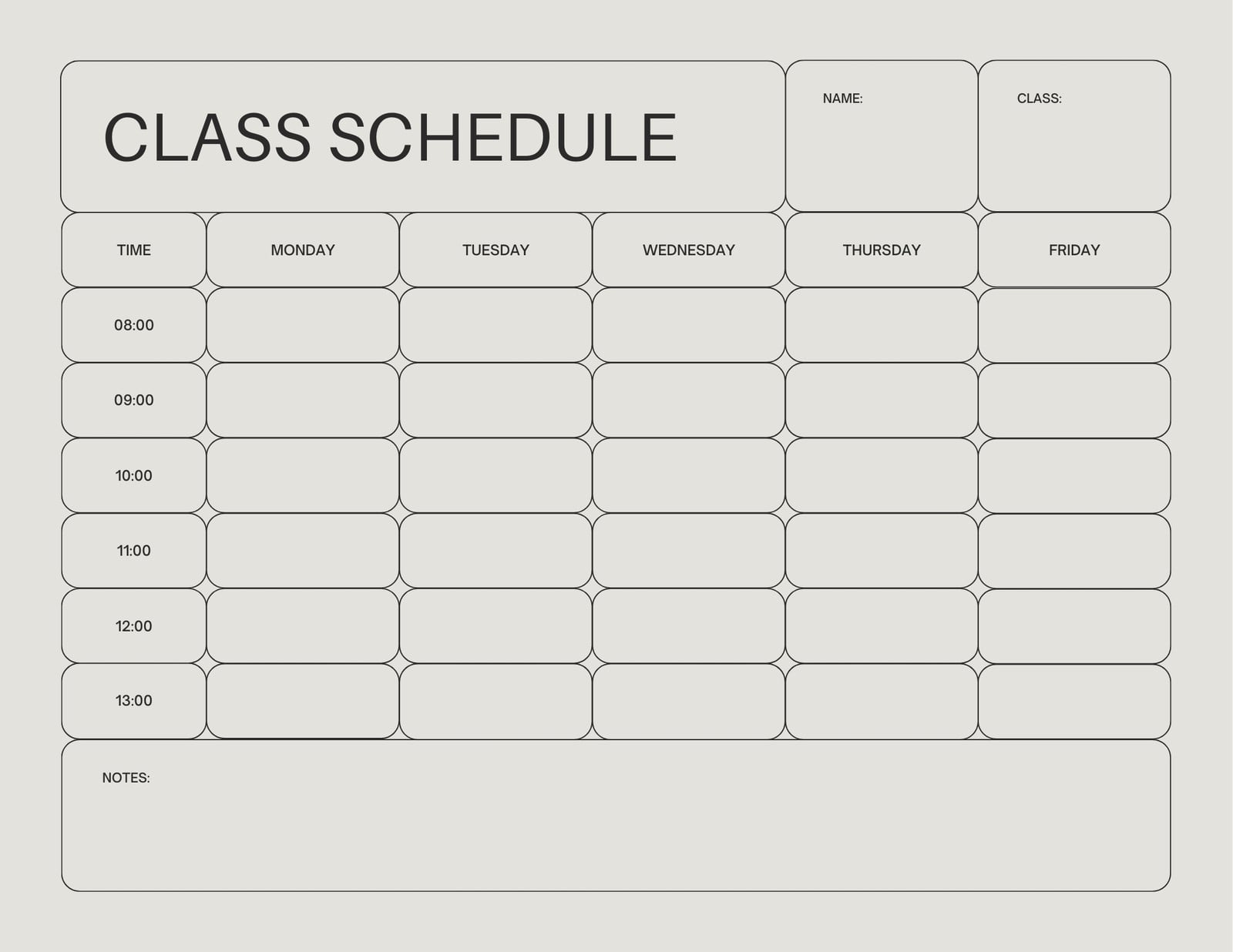 A highly aesthetic, beautifully designed printable college schedule template