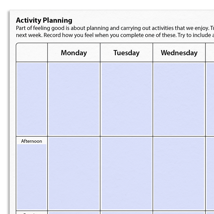 Activity Scheduling Worksheets for CBT