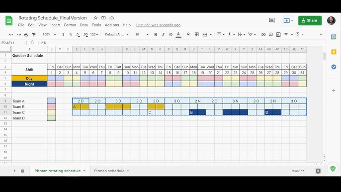Build & Automate Pitman Excel Schedule