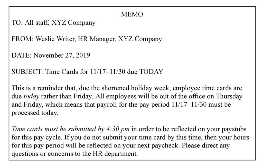 Format Matters Examples Professional Memo Format Examples