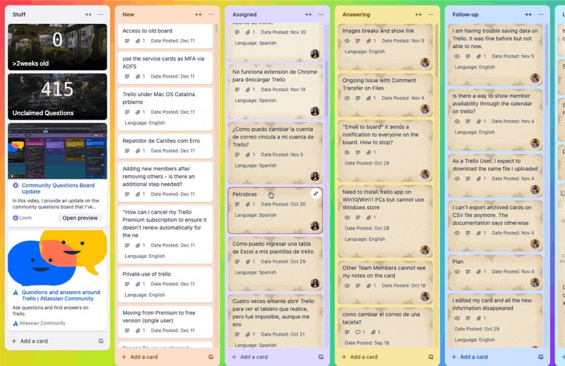 GIF showing Trello automation moving cards and applying labels