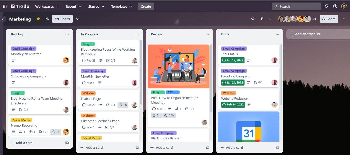 Customizing Trello board views to reduce visual clutter