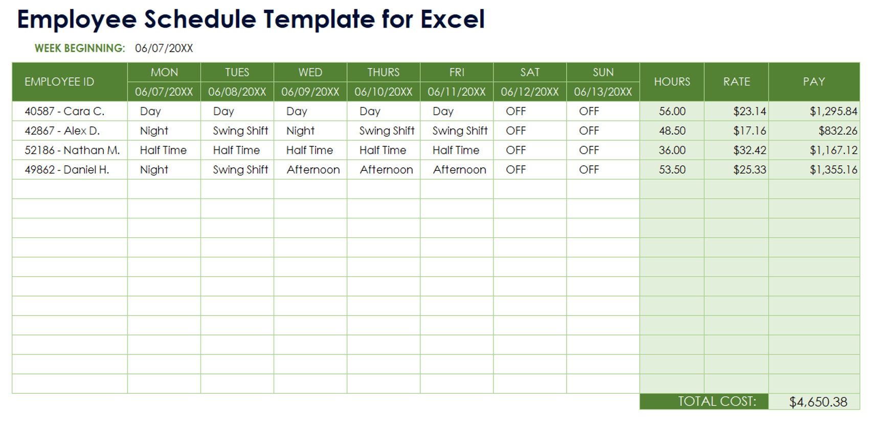 Free Employee Break Schedule Templates