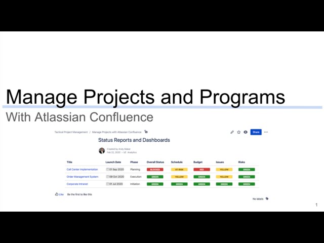 Confluence PM Templates to Use