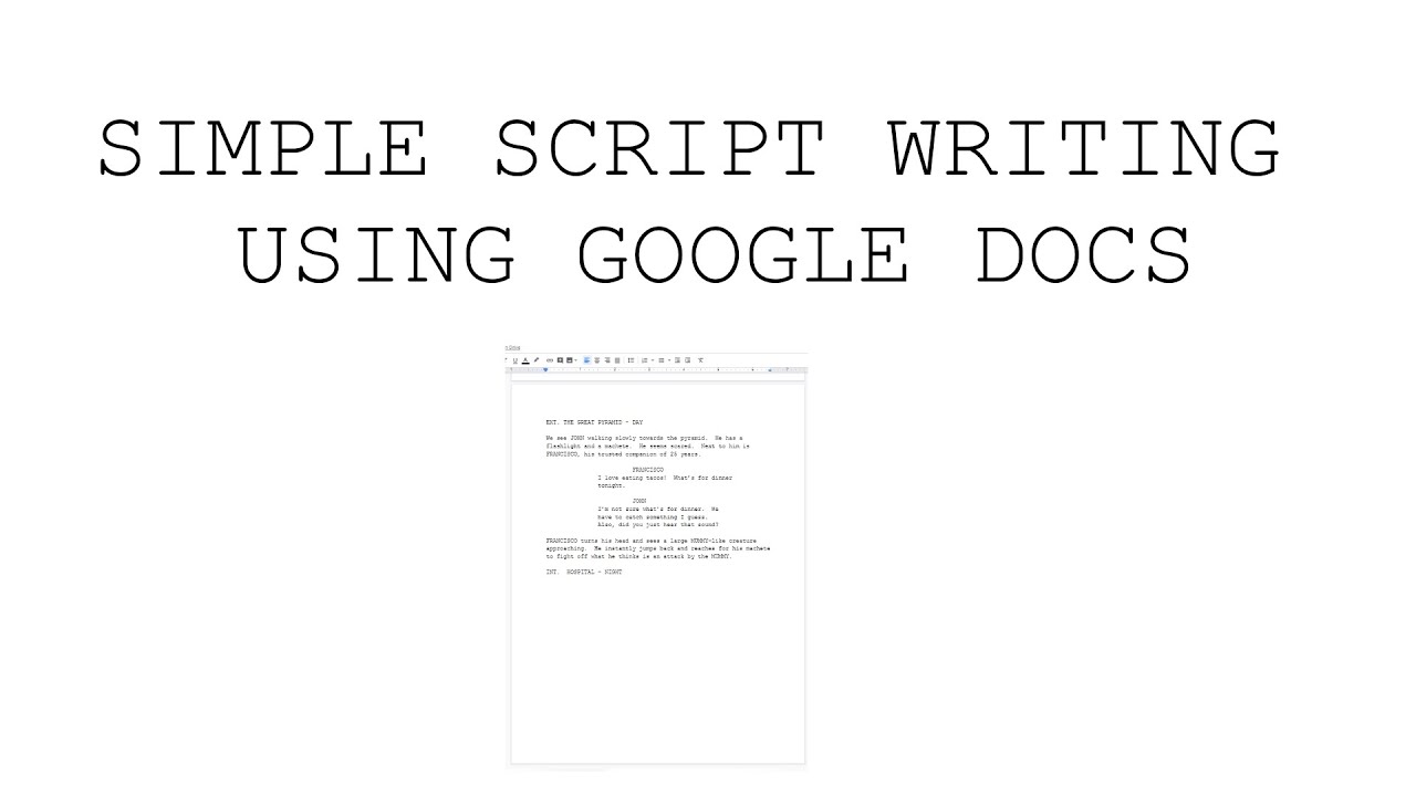Google Docs ruler showing the blue triangle markers used for setting script indents