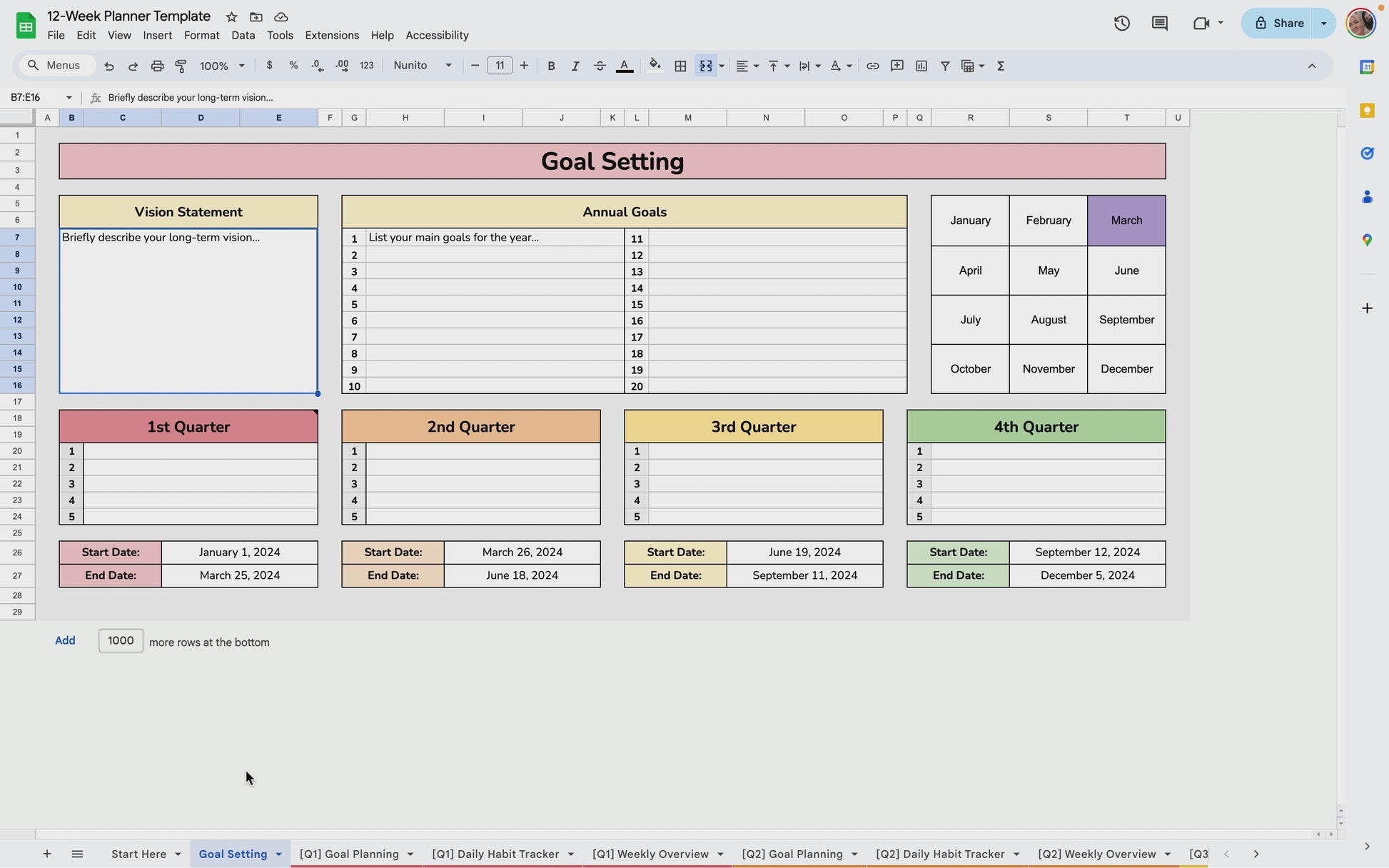 12 Week Year Template Setup & Tips