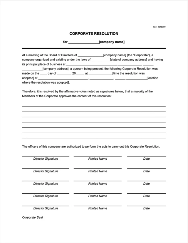 Manager Resolution Free Company Resolution Template