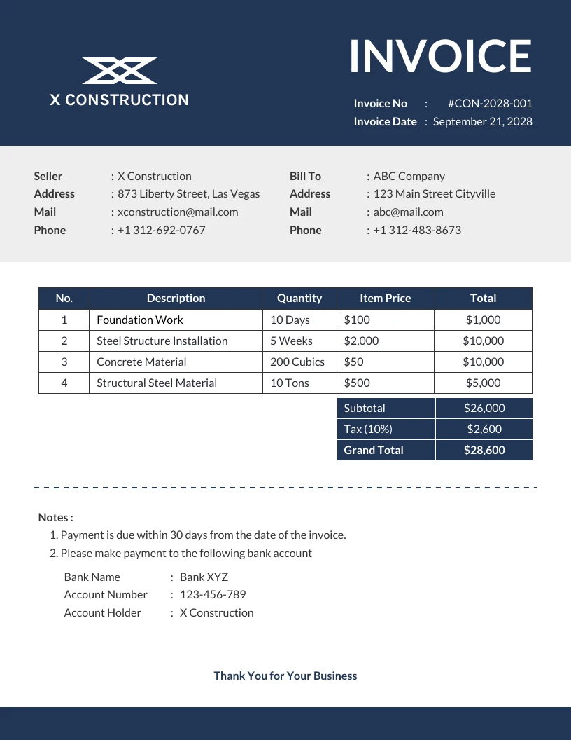 Website Building Invoice Free Invoice Templates for Builders