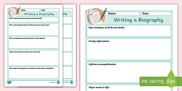 An editable student biography template writing outline and guide for classroom use