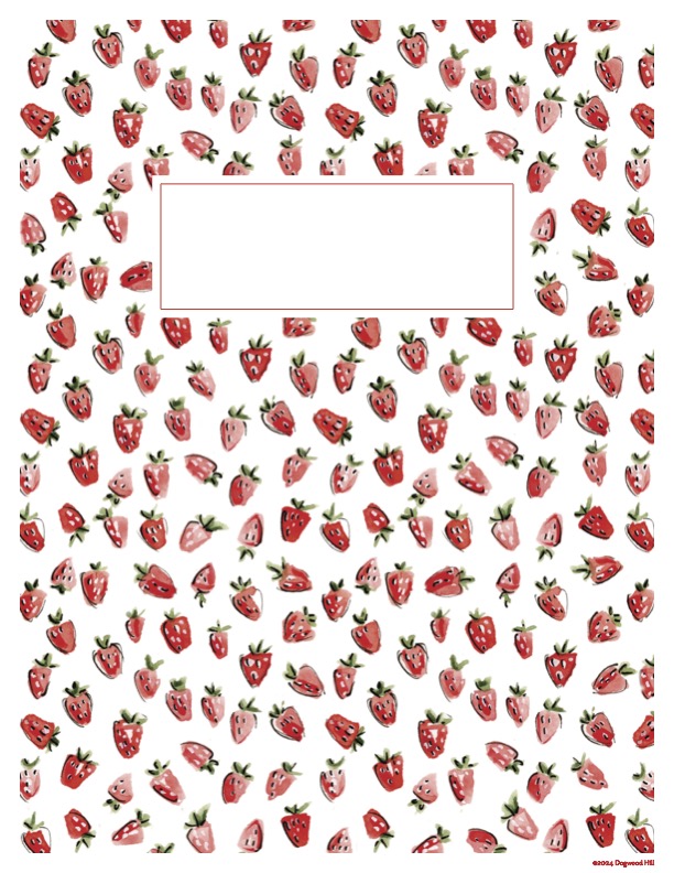 Back-to-school strawberry themed binder sheet cover printables