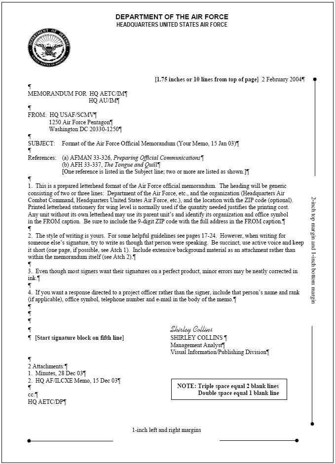 How to Format an Official Air Force Memorandum Template