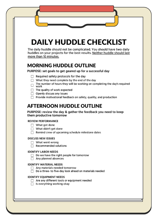 Huddle Checklist Rounding Daily Huddle Templates for Every Team
