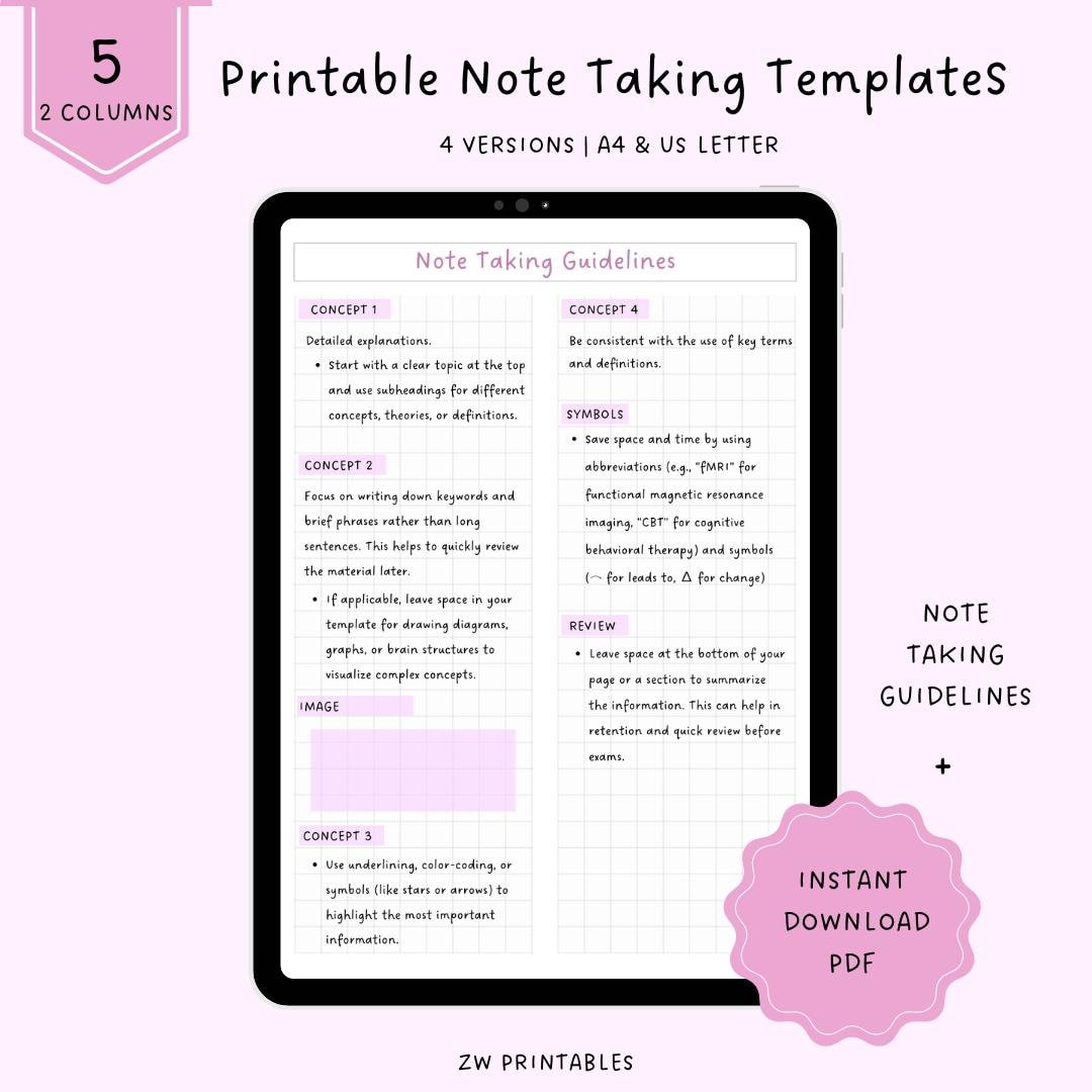 Free Two Column Notes Templates