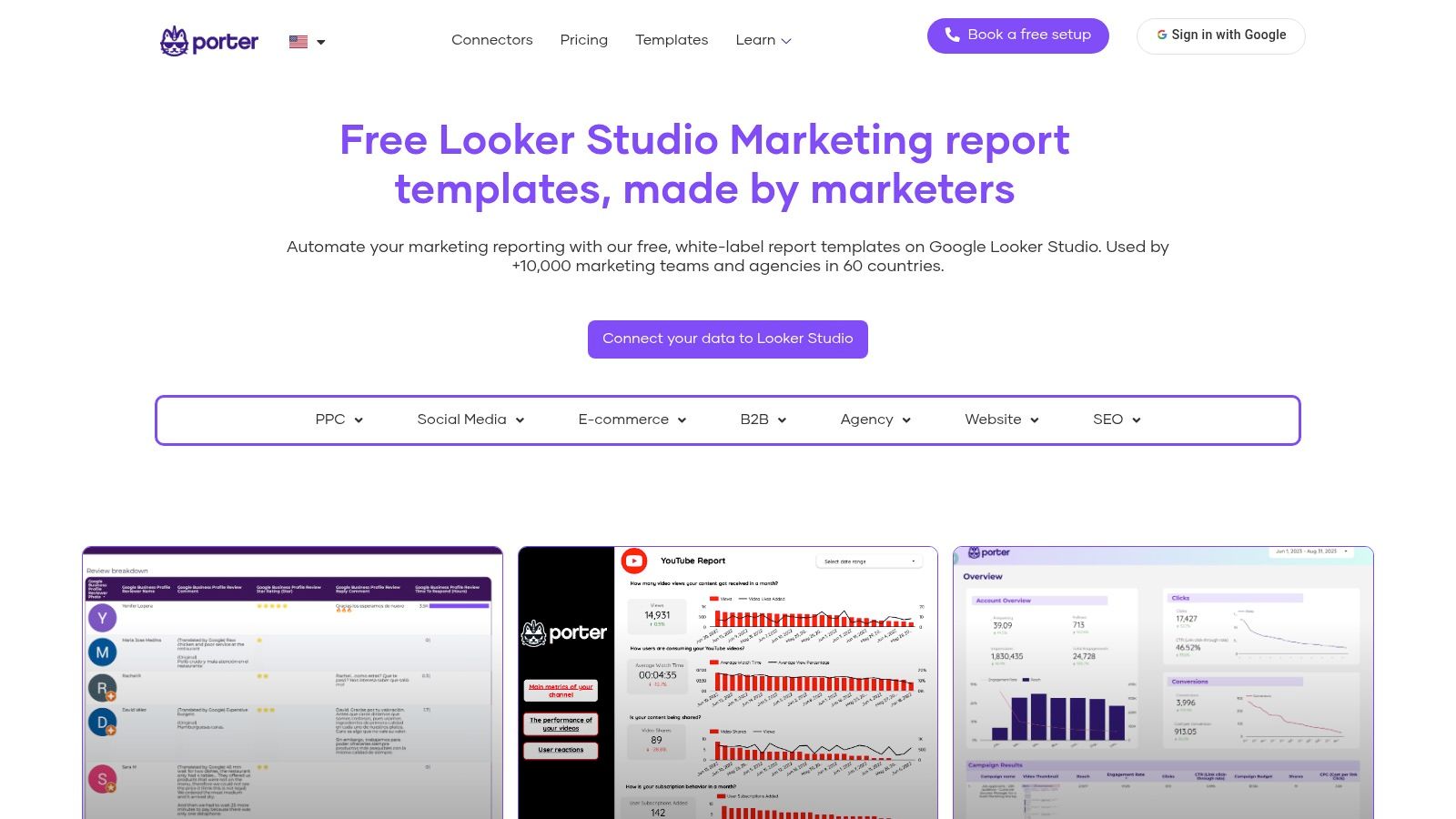 A clean, multi-page Looker Studio report example by MetricsWatch