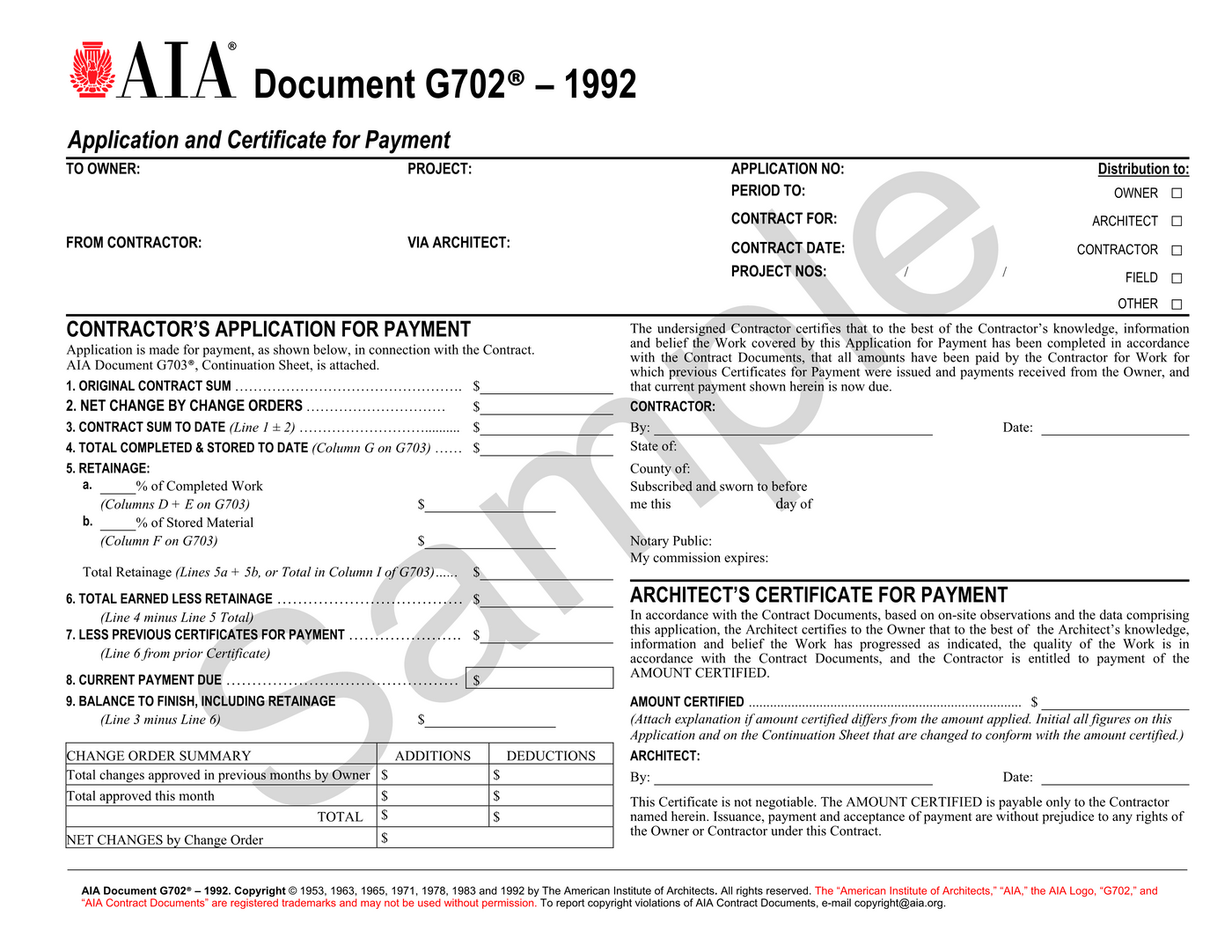 Free AIA Invoice Template G702 & G703