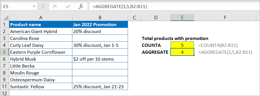 Excel AGGREGATE function ignoring hidden rows in a filtered list