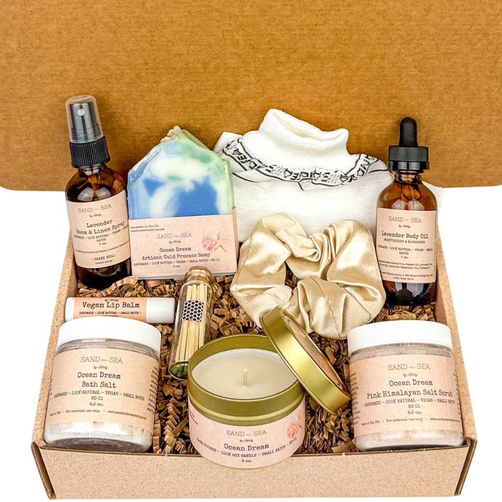 Sand and Sea Ocean Dream Luxury Spa Gift Set featuring artisan soaps and bath salts