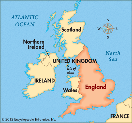 Map of England highlighting its regions and major cities