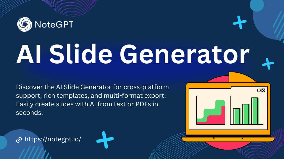 NoteGPT AI Slide Generator interface showing PDF to slide conversion