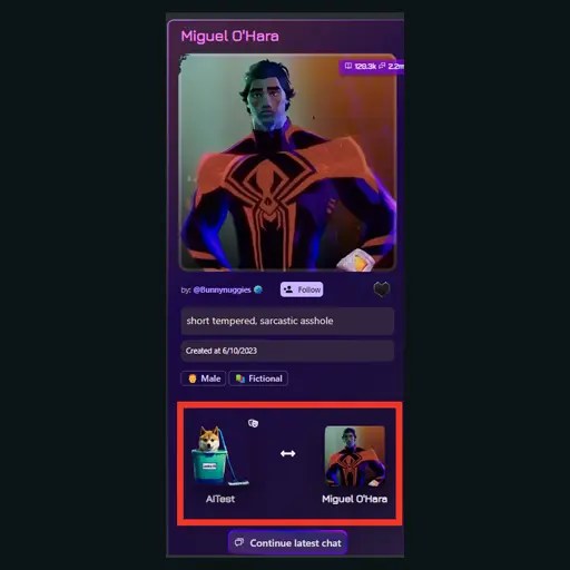 Janitor AI profile template interface showing character creation fields