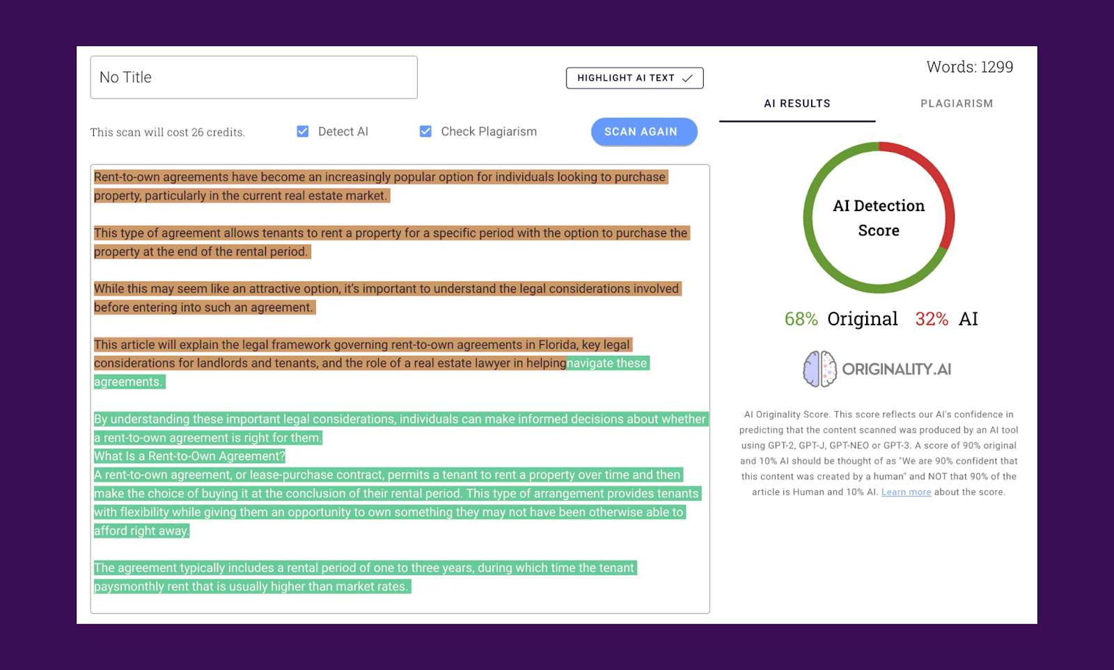 Diagram showing how AI detection tools analyze text patterns
