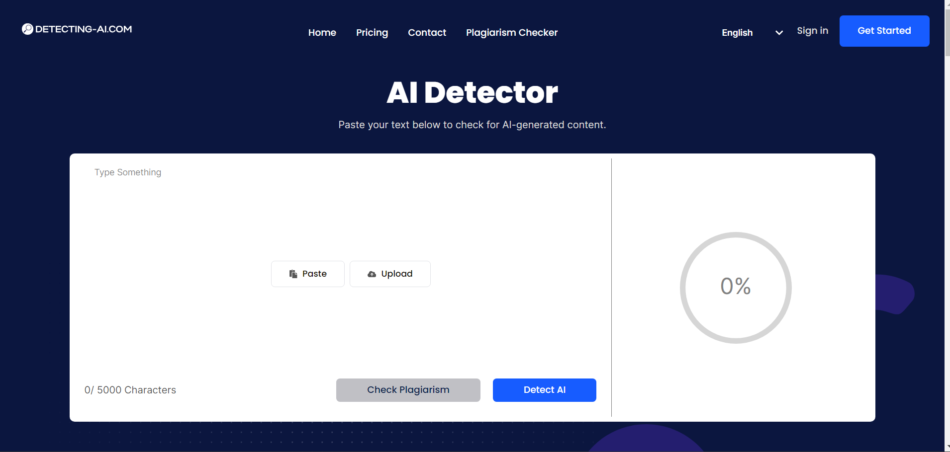 Dashboard of a multi-modal AI detection tool showing text and image analysis
