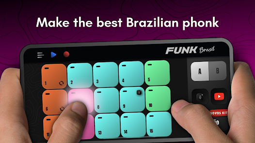 Brazilian Phonk beat maker app interface showing drum pads and tempo controls