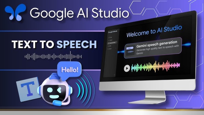 Tutorial thumbnail showing how to turn text to speech instantly with Google AI Studio