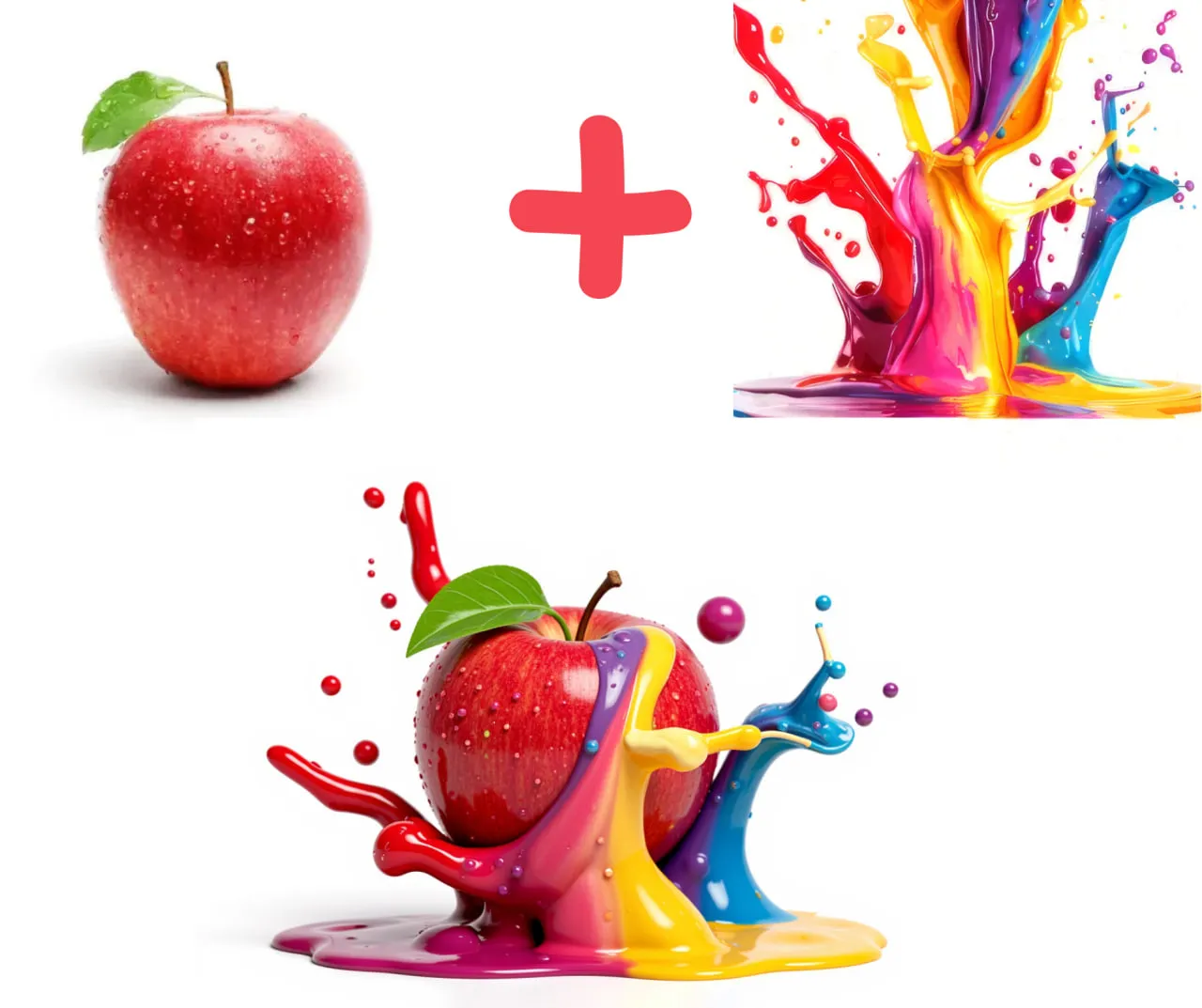 AI interface showing the process of merging two distinct images into a single scene