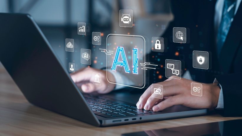 Artificial Intelligence interface showing data processing and neural networks
