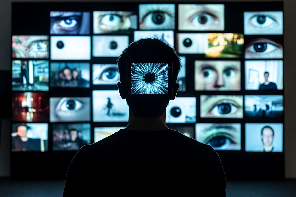 Conceptual illustration of AI processing video frames like a human brain