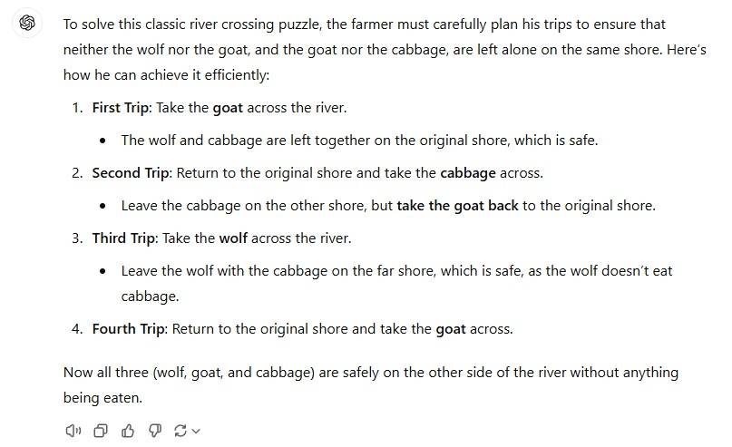 AI failing to solve a classic river crossing riddle due to pattern matching errors