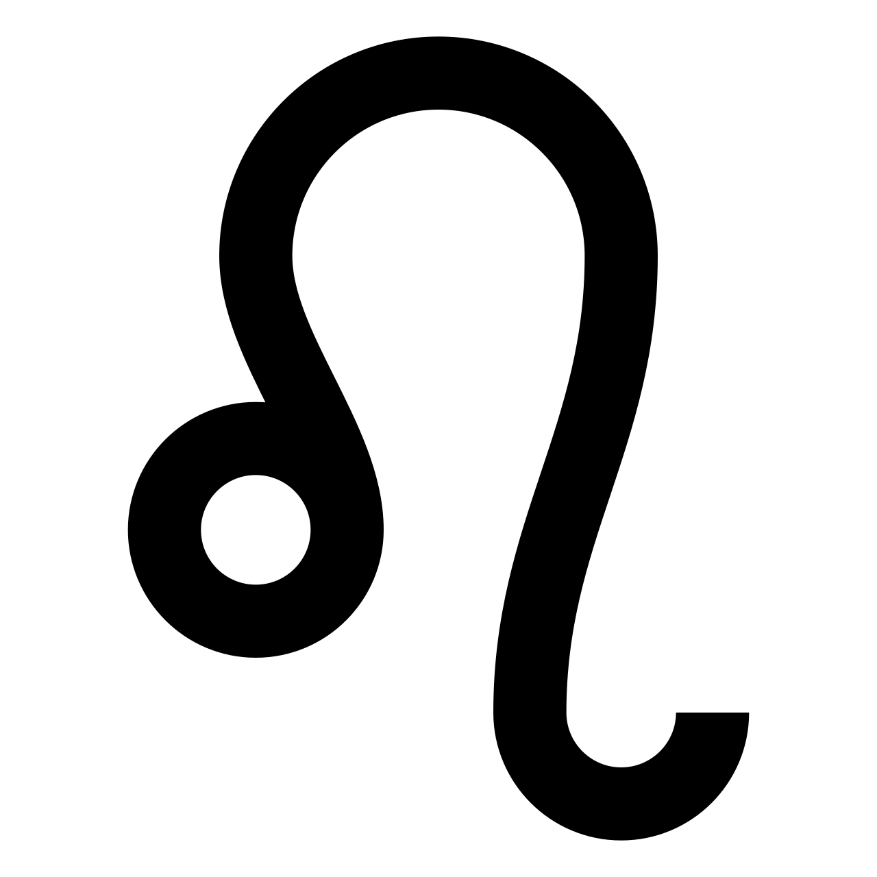Bold black SVG rendering of the Leo ♌︎ glyph