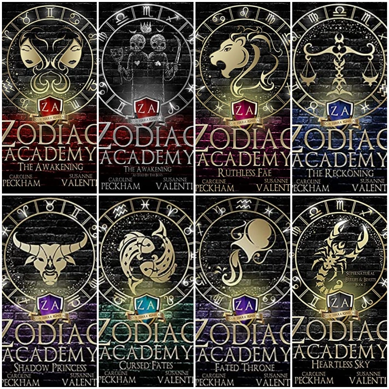 Zodiac Academy book covers and Solaria universe artwork