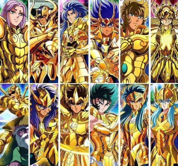 Visual representation of the 12 Gold Saints and their respective Zodiac signs