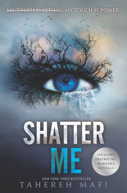 Shatter Me book cover featuring a stylized eye