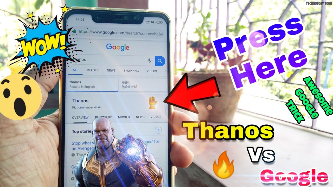 Comparison of Google search results before and after the Thanos snap
