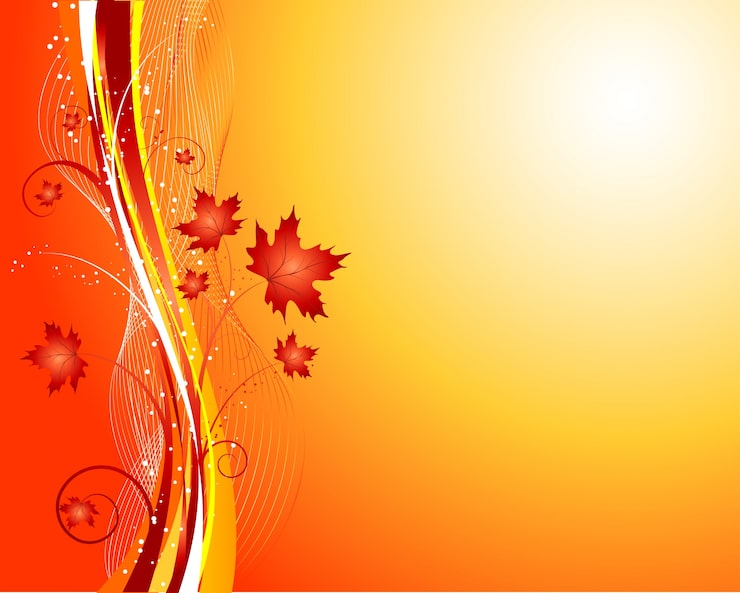 A decorative autumnal HD background featuring warm orange and brown vector leaves