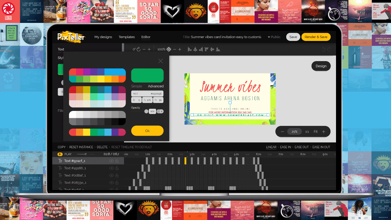 PixTeller free slideshow maker tool interface showing photo editing capabilities