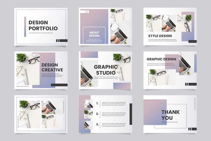 A highly stylized, gradient-heavy portfolio template