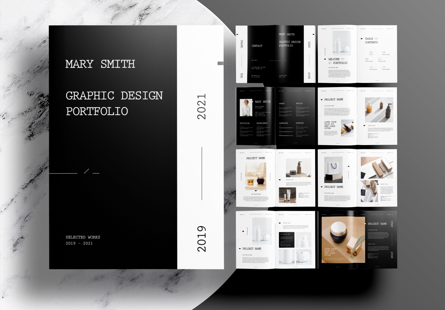 InDesign portfolio template layout suitable for PDF export