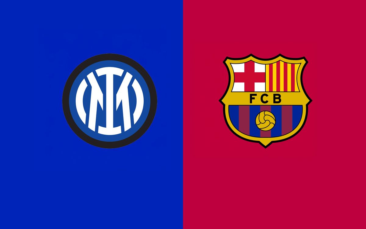 Inter Milan vs FC Barcelona match promotional graphic showing team crests
