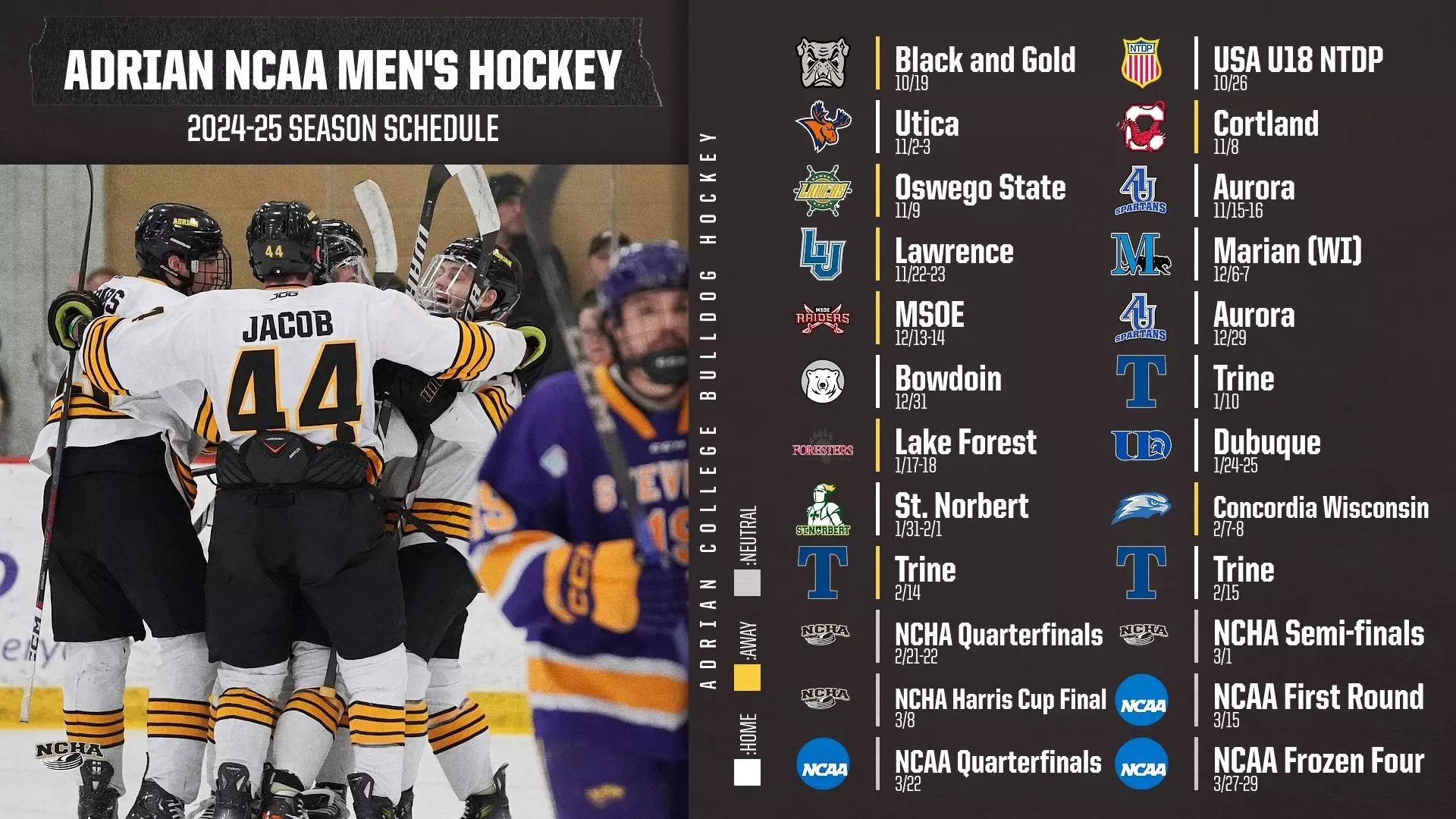 NCAA Division I ice hockey schedule release graphic for 2026-27 season