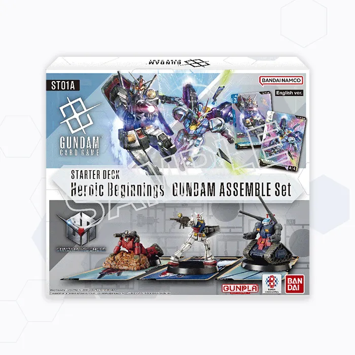 Gundam Assemble Figures alongside Token Cards
