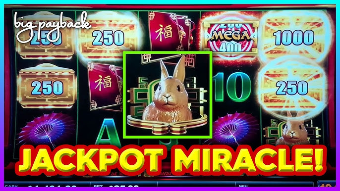 YouTube thumbnail showing a massive handpay win on the Zodiac Lantern Rabbit slot machine